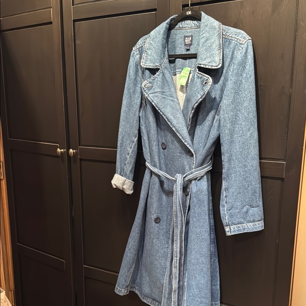 GAP Blue Denim Trench Coat Tailored Design